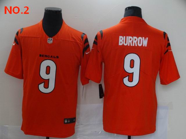 Men's Cincinnati Bengals 9 Joe Burrow Orange Black Jersey;